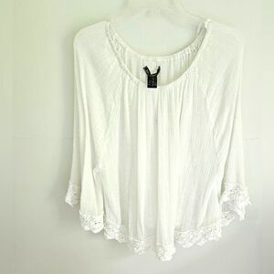 Love Stitch Gauze Poncho Style Top Swim Cover